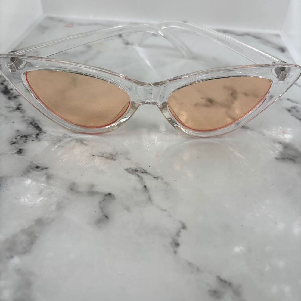Unisex Clear Frame Cry Baby Angled Cat-Eye Sunglasses